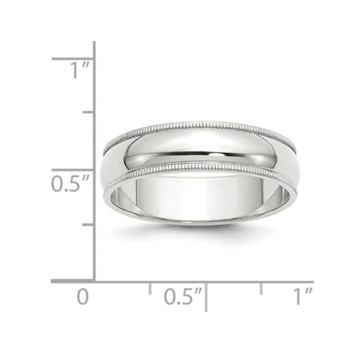 Mens 14K White Gold 6mm Milgrain Wedding Band Ring