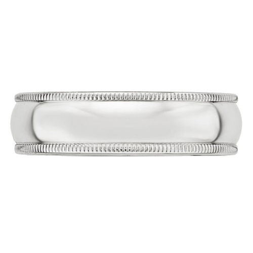 Mens 14K White Gold 6mm Milgrain Wedding Band Ring