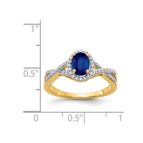9/10 Carat Blue Sapphire Ring in 14K Yellow Gold with Diamonds