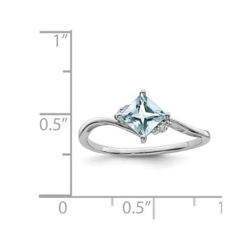 1/2 Carat Princess-Cut Aquamarine Ring in Sterling Silver