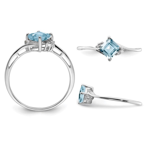 1/2 Carat Princess-Cut Aquamarine Ring in Sterling Silver