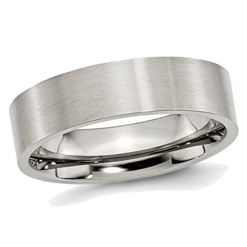 Alliance homme en acier inoxydable, biseautée et coupe confortable, 6 mm