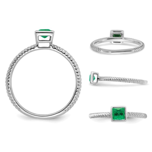 1/4 Carat Princess-Cut Emerald Solitaire Ring in 14K White Gold