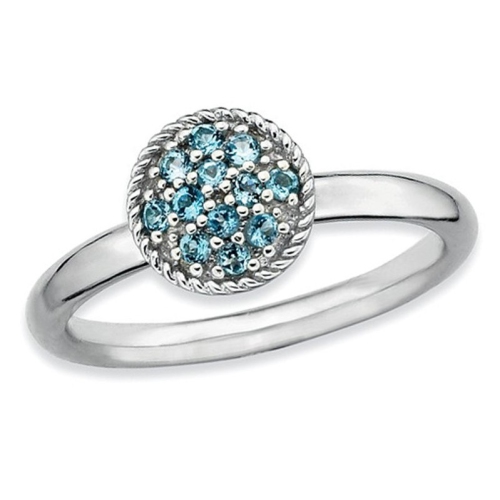 GEM AND HARMONY  1/5 Carat (Ctw) Swiss Topaz Cluster Ring In Sterling Silver In Blue