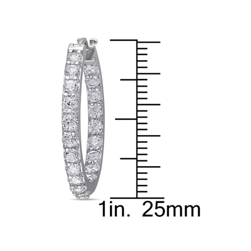 3.60 Carat Lab-Created White Sapphire Hoop Earrings in Sterling Silver