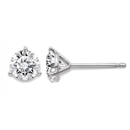 GEM AND HARMONY  0.88 Carat (Ctw) Synthetic Moissanite Martini Solitaire Earrings 5.0MM In 14K Gold (1.00 Ct. Diamond Look) In White