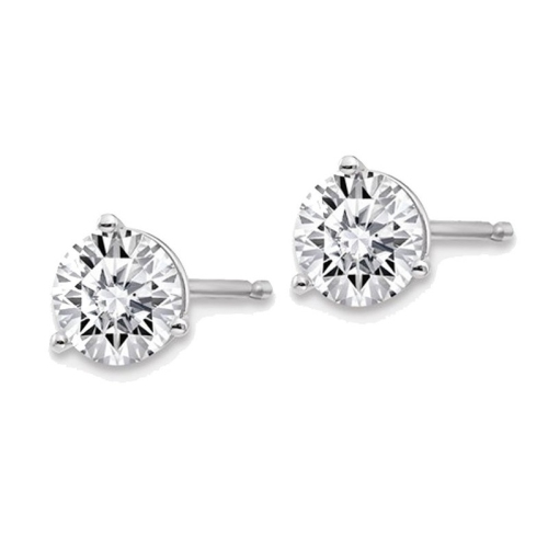 0.88 Carat Synthetic Moissanite Martini Solitaire Earrings 5.0mm in 14K White Gold (1.00 Ct. Diamond Look)