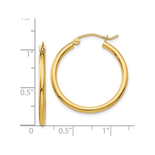 Small Hoop Earrings in 14K Yellow Gold 1 Inch
