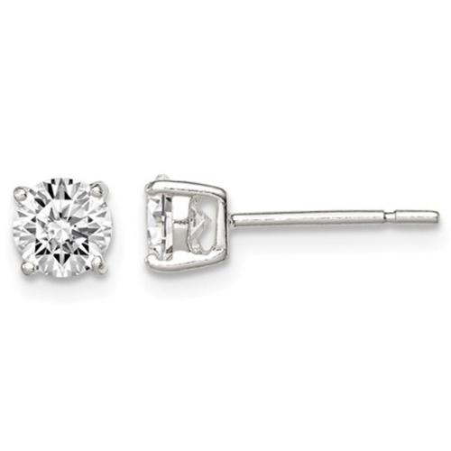 GEM AND HARMONY  Synthetic Cubic Zirconia (Cz) Solitaire Stud Earrings 1.00 Carat (Ctw) In Sterling In Silver