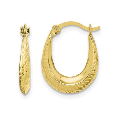 GEM AND HARMONY  10K Gold Textured Hollow Hoop Earrings In Yellow