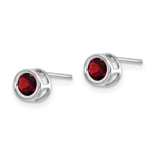 7/10 Carat Garnet Solitaire Earrings in 14K White Gold