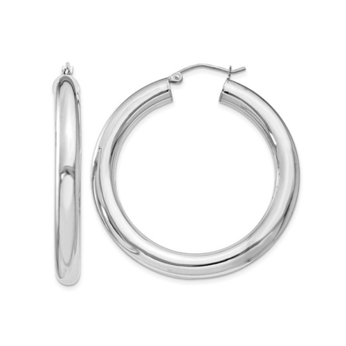 Sterling Silver Medium Hoop Earrings 1 1/2 Inch