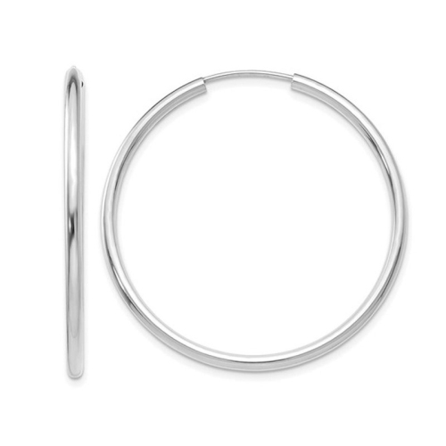 Anneaux moyens en or blanc 14 ct de 1 1/2 po