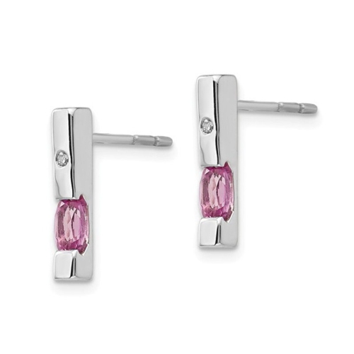 2/3 Carat Pink Tourmaline Stick Earrings in Sterling Silver