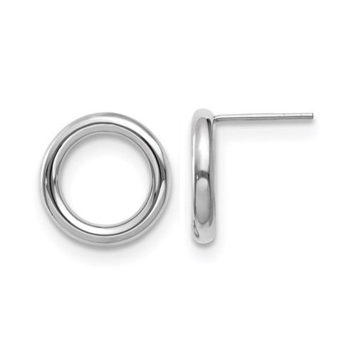 GEM AND HARMONY  14K Gold Polished Simple Circle Post Earrings In White