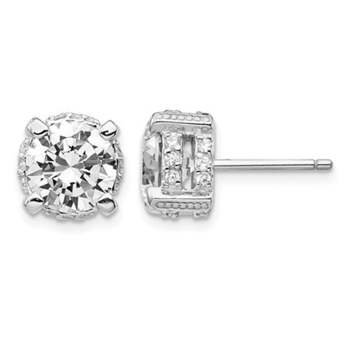 Boucles d'oreilles en argent sterling, solitaire zircon cubique synthétique (CZ)