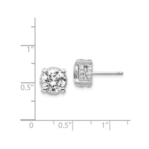 Boucles d'oreilles en argent sterling, solitaire zircon cubique synthétique (CZ)