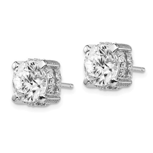 Boucles d'oreilles en argent sterling, solitaire zircon cubique synthétique (CZ)