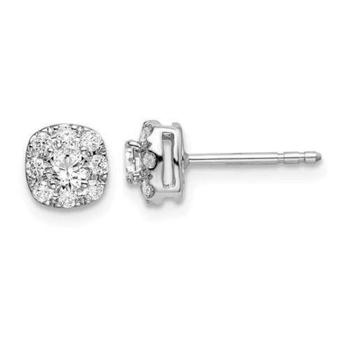 GEM AND HARMONY  1/2 Carat (Ctw Si1-Si2, G-H-I) Lab Grown Diamond Halo Earrings In 14K Gold In White