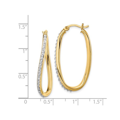 Diamond Accent Oval Hoop Twist Earrings in Sterling Silver and 14K Yellow Gold