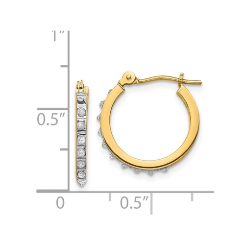 Accent Diamond Small Hinged Hoop Earrings in 14K Yellow Gold