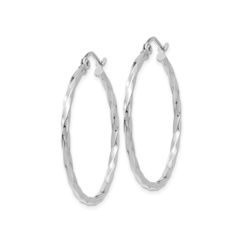 Large Twist Hoop Earrings in 14K White Gold 1 Inch