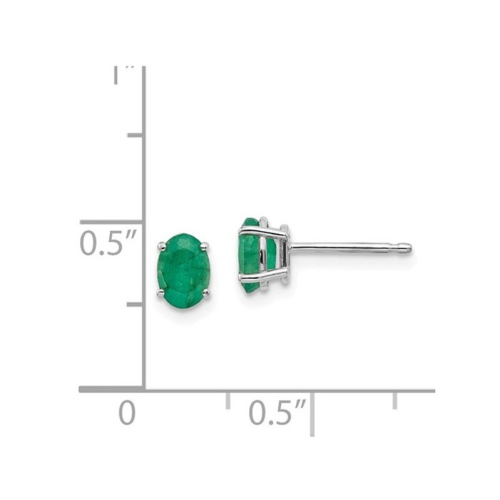 Oval Green Emerald Earrings 1/2 Carat in 14K White Gold