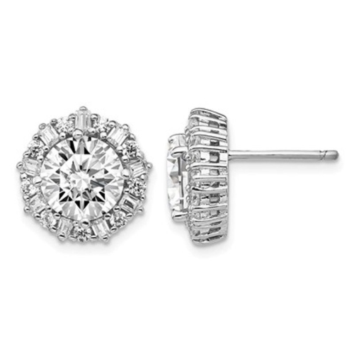 GEM AND HARMONY  Cubic Zirconia (Cz) Stud Earrings In Sterling In Silver
