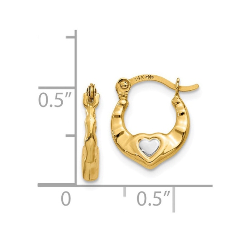 14K Yellow Gold Heart Hoop Earrings
