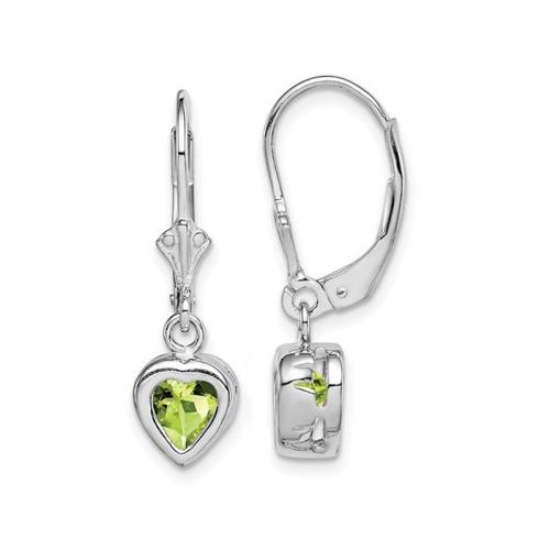 Boucles d’oreilles en coeur en argent sterling avec péridot de 1.50 ct