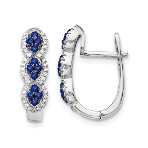 Anneaux en or blanc 14 ct avec saphirs bleus naturels 1/3 ct et diamants 1/4 ct