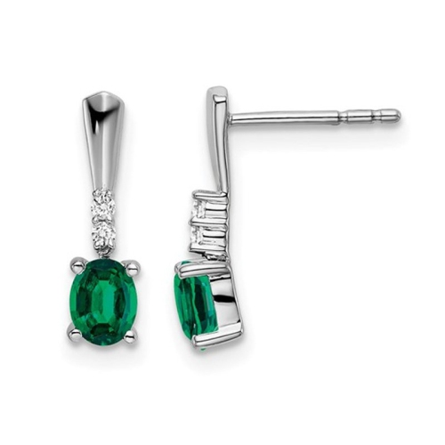 GEM AND HARMONY  7/10 Carat (Ctw) Lab-Created Emerald Earrings In 14K Gold In White