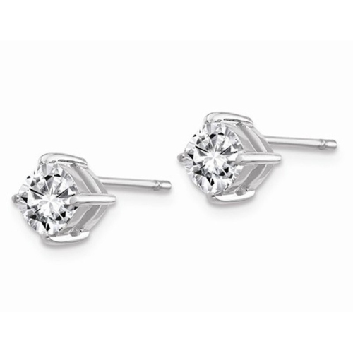 Synthetic Moissanite Cusion Cut Solitaire Earrings 1.10 Carat 5.0mm in 14K White Gold (1.20 Carat Diamond Look)
