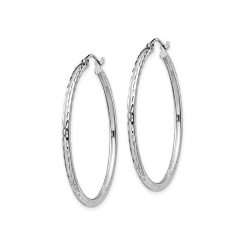 Medium Diamond Cut Hoop Earrings in Sterling Silver 1 1/4 Inch