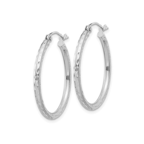 Small Diamond Cut Hoop Earrings in Sterling Silver 1 Inch