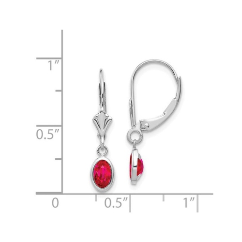 1.25 Carat Leverback Ruby Dangle Earrings in 14K White Gold
