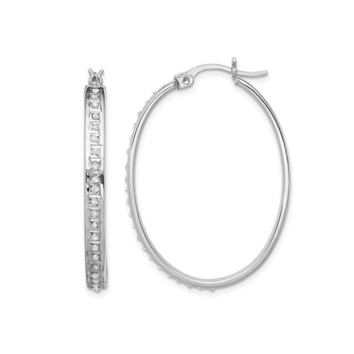 Anneaux ovales en argent sterling avec diamants