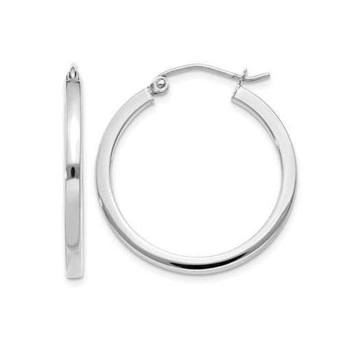 GEM AND HARMONY  Small Hoop Earrings In 14K Gold 3/4 Inch (2.00 Mm) In White