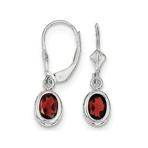 2.00 Carat Garnet Drop Oval Earrings in Sterling Silver
