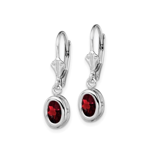 2.00 Carat Garnet Drop Oval Earrings in Sterling Silver