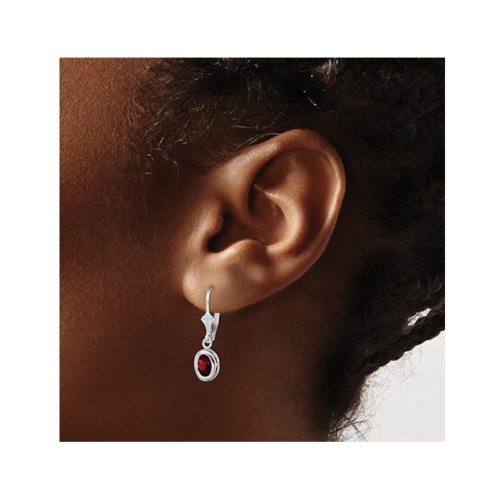 2.00 Carat Garnet Drop Oval Earrings in Sterling Silver