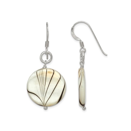 GEM AND HARMONY  Zebra Stripes Mother Of Pearl Earrings In Sterling In Silver