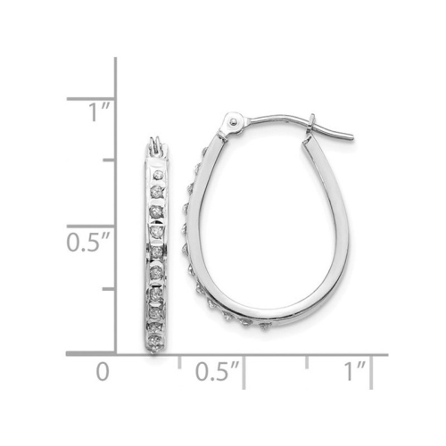 Diamond Accent Oval Hoop Earrings in 14K White Gold