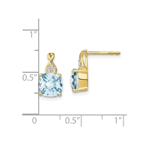10K Yellow Gold Aquamarine Earrings 3.35 Carat