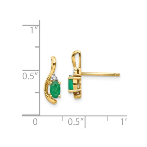 Natural Emerald Earrings 1/3 Carat in 14K Yellow Gold