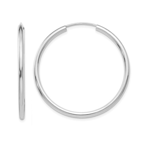 GEM AND HARMONY  Medium Hoop Earrings In 14K Gold 1 1/4 Inch (2.00 Mm) In White