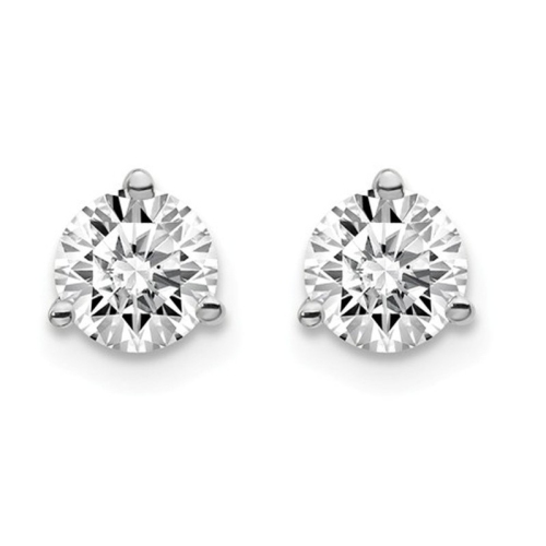 1.00 Carat Lab-Grown Premium Diamond Solitaire Stud Earrings in 14K White Gold 3-Prong