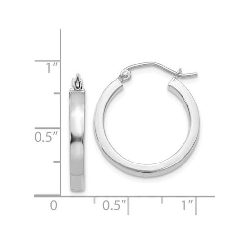 14K White Gold Hoop Earrings 20mm