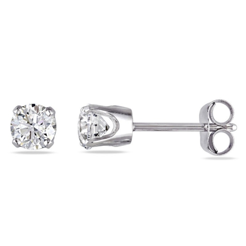 1/2 carat Boucles d'oreilles Diamond Solitaire en or blanc 14k