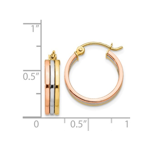 Small Hoop Earrings in 14K Yellow, White and Pink Gold 1/2 Inch